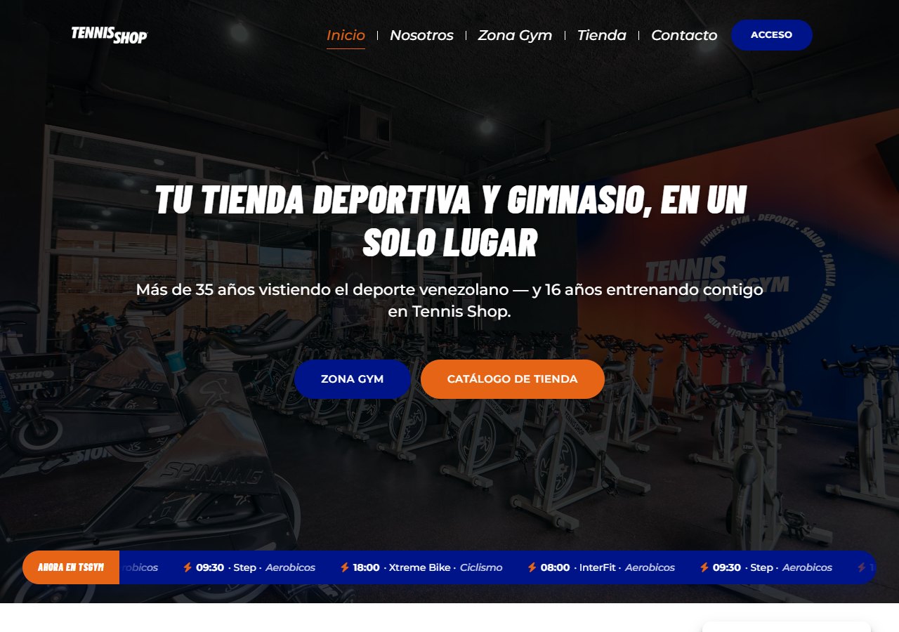 Vista de la tienda TennisShop